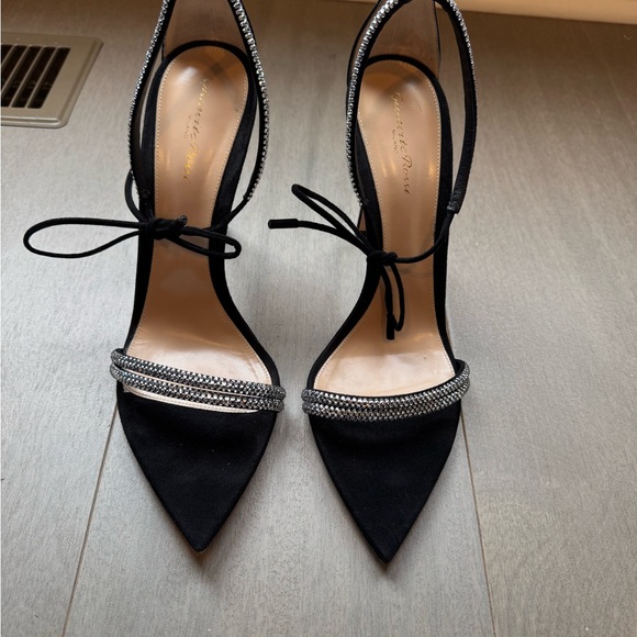 $1295 Gianvito Rossi MONTECARLO Black Heels with Crystal Embellishments size 42 - Picture 4 of 8
